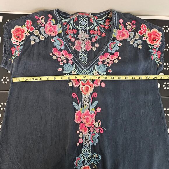 Johnny Was Embroidered Tunic Mini Dress Gray Rayon | Women's Small - Picture 8 of 16